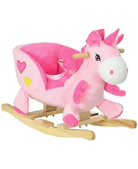 Yobtop Baby Rocking Horse, Ride on Unicorn with 32 Songs, Toddler Rocker Toy with Wooden Base Seat Safety Belt
