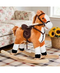 Yobtop Toddler Plush Rocking Horse with Realistic Sounds, 88 lb. Capacity, Ages 3+