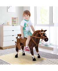 Yobtop Sound-Making Padded Ride-On Horse Toy, 110 lb. Capacity, Ages 3+