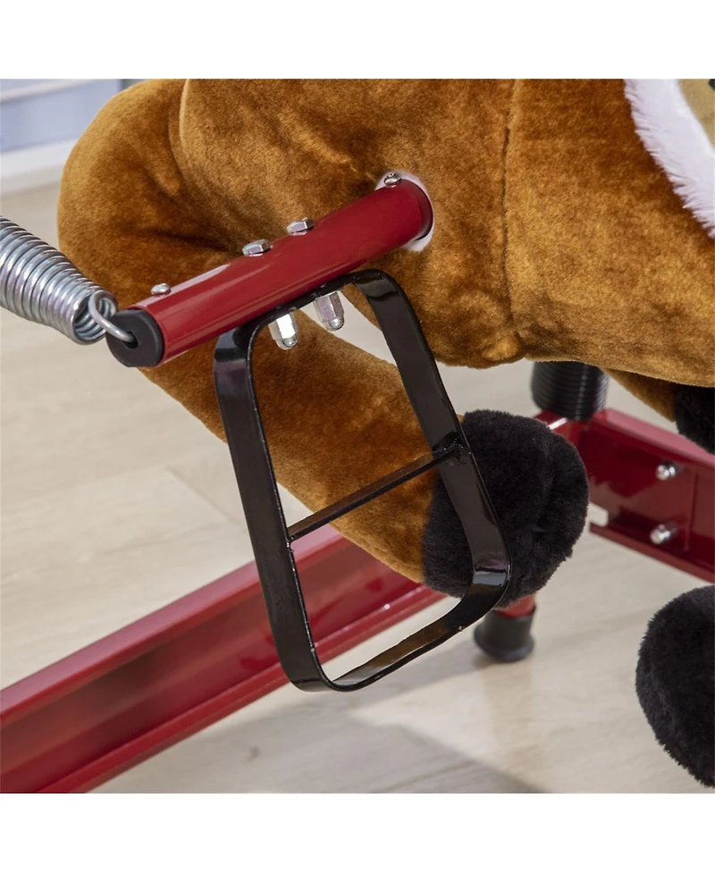 Yobtop Spring-Powered Plush Rocking Horse, 132 lb. Capacity, Ages 3+