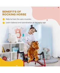 Yobtop Spring-Powered Plush Rocking Horse, 132 lb. Capacity, Ages 3+