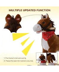 Yobtop Plush Rocking Horse with Realistic Galloping Sounds, 88 lbs Capacity, Ages 3+