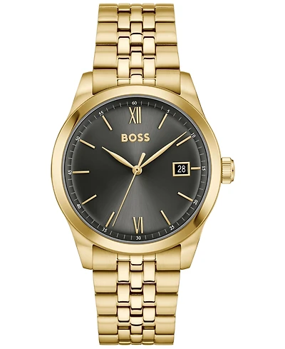 Hugo Boss Men's Langford Quartz Ionic Plated Thin Gold Steel Watch 39mm