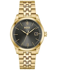 Hugo Boss Men's Langford Quartz Ionic Plated Thin Gold Steel Watch 39mm
