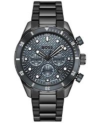 Hugo Boss Men's Boss Chronomatix Quartz Chrono Ionic Plated Black Steel Watch 44mm