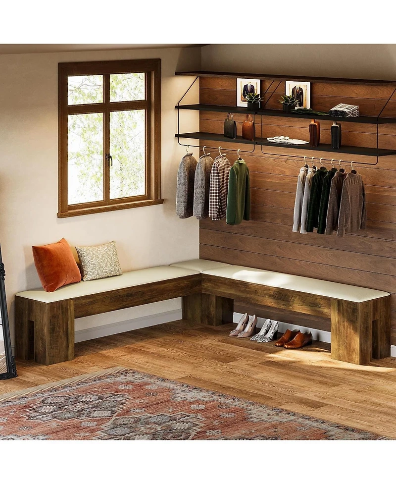 Tribesigns L-Shaped Bench with Cushion, 61-Inch Corner Dining Bench