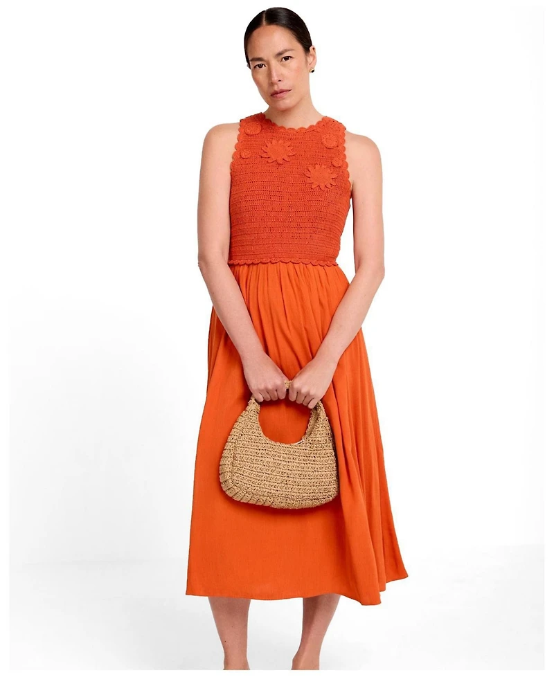 Mint Velvet Women's Crochet Bodice Midi Dress