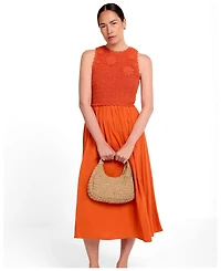 Mint Velvet Women's Crochet Bodice Midi Dress