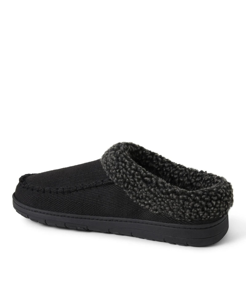 Dearfoams Men's Brendan Twill Moccasin Toe Clog Slipper