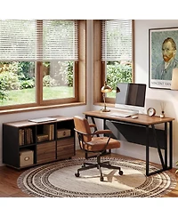 Tribesigns 55" L-Shaped Desk with Mobile File Cabinet