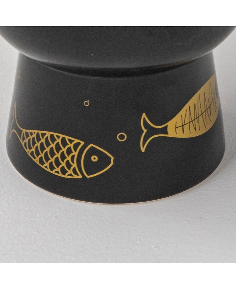 Dexypaws Elevated Cat Bowl Gold Fish