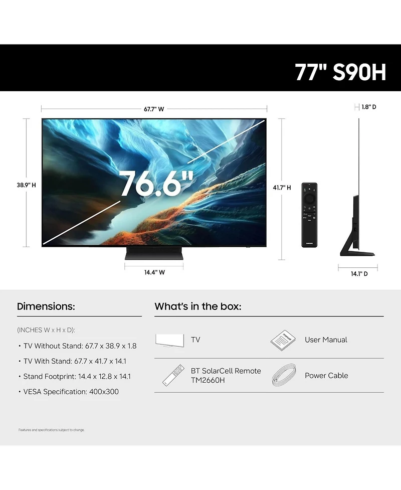 Samsung QN77S90HAEXZA 77" Oled 4K Ultra Hd Smart Tv