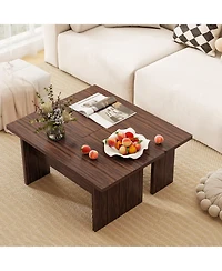Gymax Modular Coffee Table Set of 2 L Shaped Center Tables for Home Office Apartment