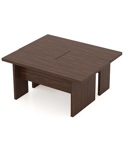 Gymax Modular Coffee Table Set of 2 L Shaped Center Tables for Home Office Apartment