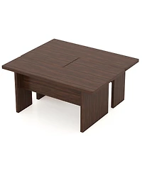 Gymax Modular Coffee Table Set of 2 L Shaped Center Tables for Home Office Apartment