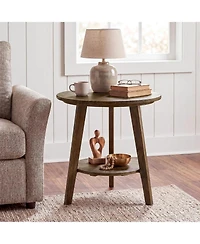 Tribesigns Round Side Table with Storage Shelf