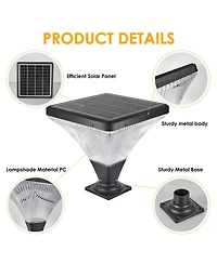 Asagikoiai Solar Outdoor Post Light with Remote Control, Dimmable Landscape Pier Light