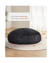 Slickblue Large Round Bean Bag Chair with Velvet Cover, Handle and Side Pocket