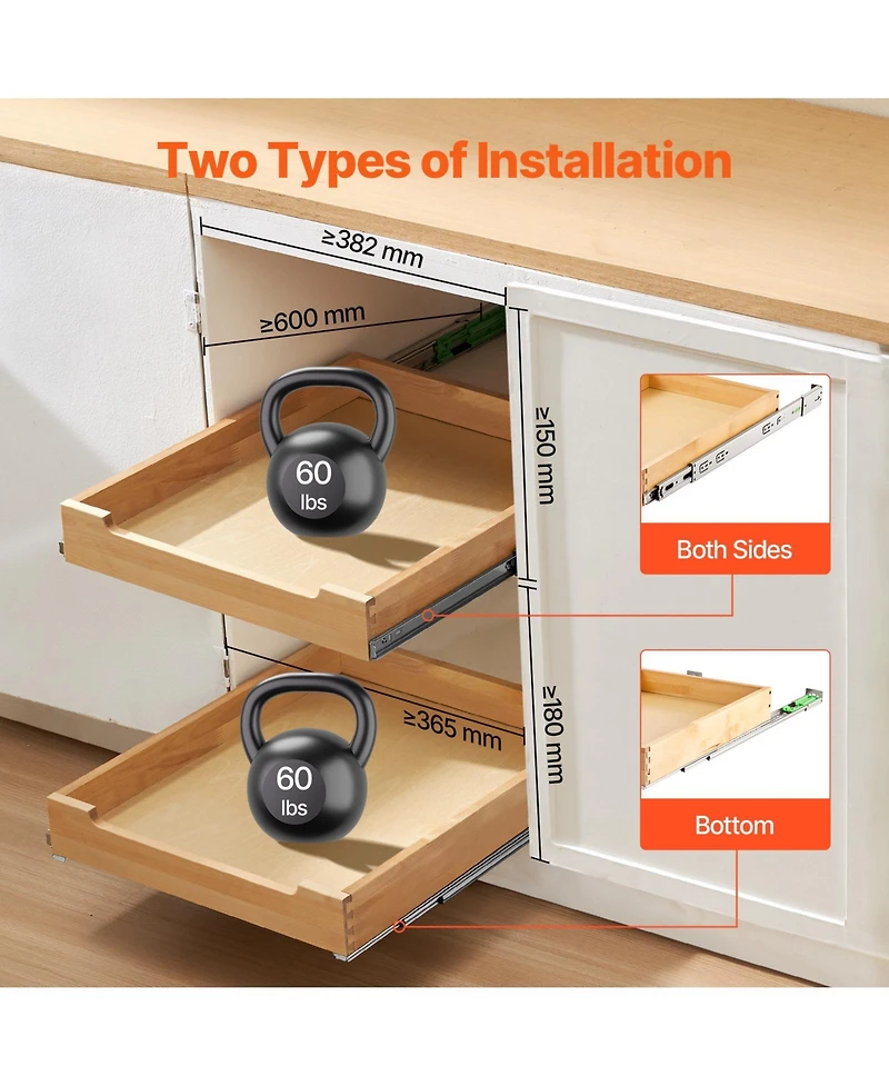 Sugift 20in W x 21in D Pull Out Cabinet Organizer Soft Close Sliding Wood Drawer Shelf