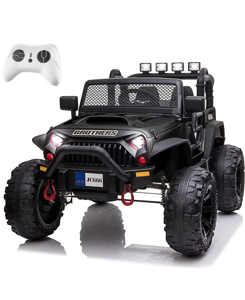 Yobtop 12V Remote Control 2-Seat Electric Ride-On Truck, 100 Lbs. Capacity, Ages 5+