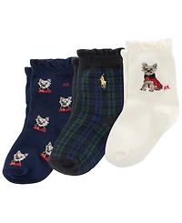 Polo Ralph Lauren Baby Boys' Holiday Baby Dog Socks, 3-Pack