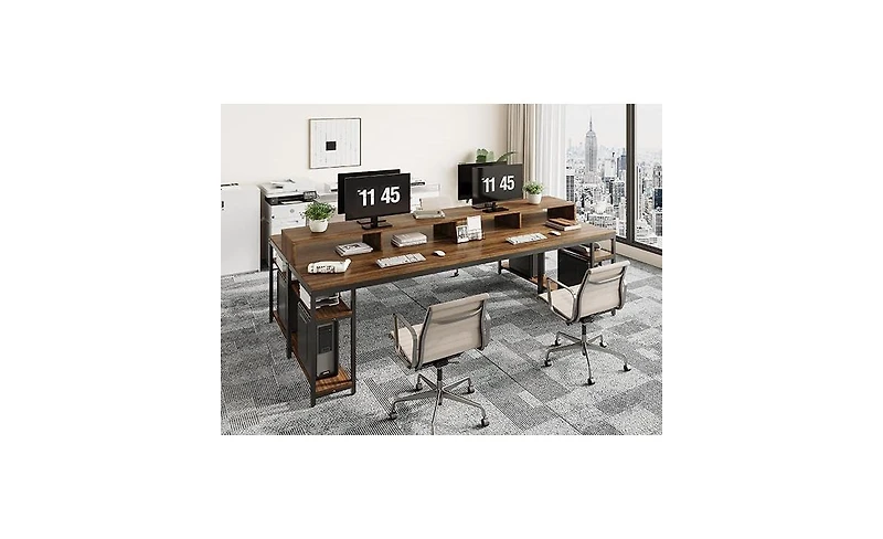 Tribesigns 78" 2-Person Gaming Desk with Storage Shelves