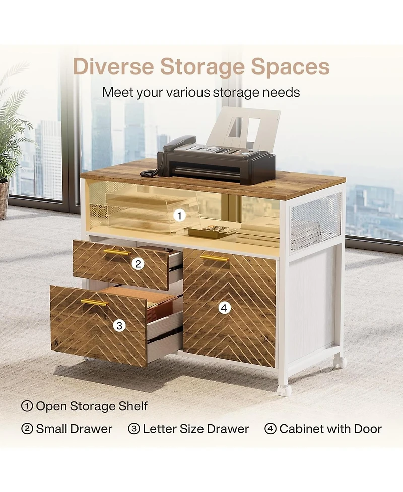 Tribesigns 63" L-Shaped Desk with Mobile File Cabinet