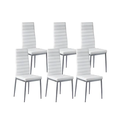 Slickblue Set of 6 Modern Dining Chairs with Thick Cushions and Metal Legs