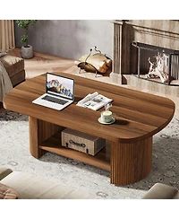 Tribesigns Oval Coffee Table with Storage Shelf