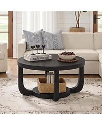 Tribesigns 31.5" Round Coffee Table with Storage Shelf