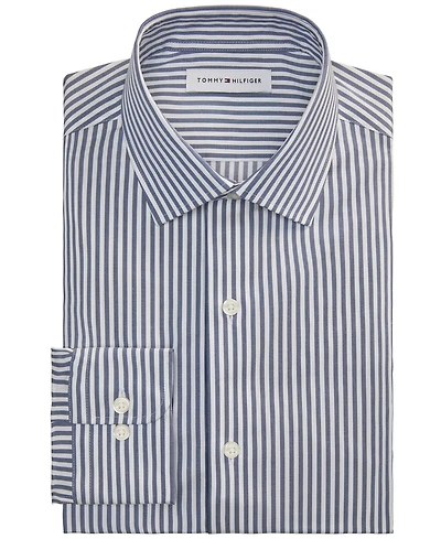 Tommy Hilfiger Men's Slim-Fit Cotton Twill Rounded Cuffs Dress Shirt