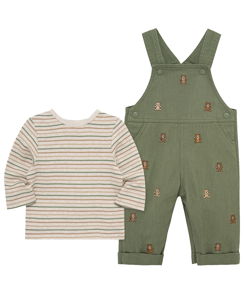 Little Me Baby Boys' Bears T-Shirt and Overall, 2-Piece Set