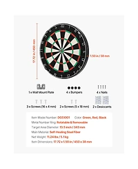 Sevorley Self-Healing Sisal Dartboard, 17.7 inch Professional Bristle Dartboard with Staple-Free Bullseye