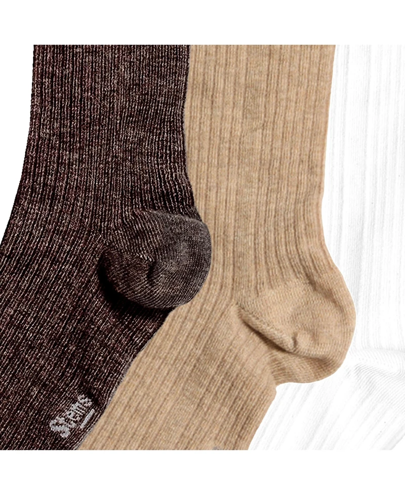 Stems Women's Ribbed Cotton/Cashmere-Blend Crew Socks, 3-Pack