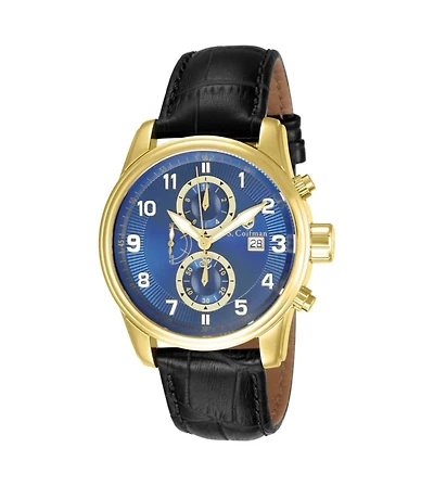 Invicta S.Coifman Men's Heritage Chronograph Dial Leather Strap Watch