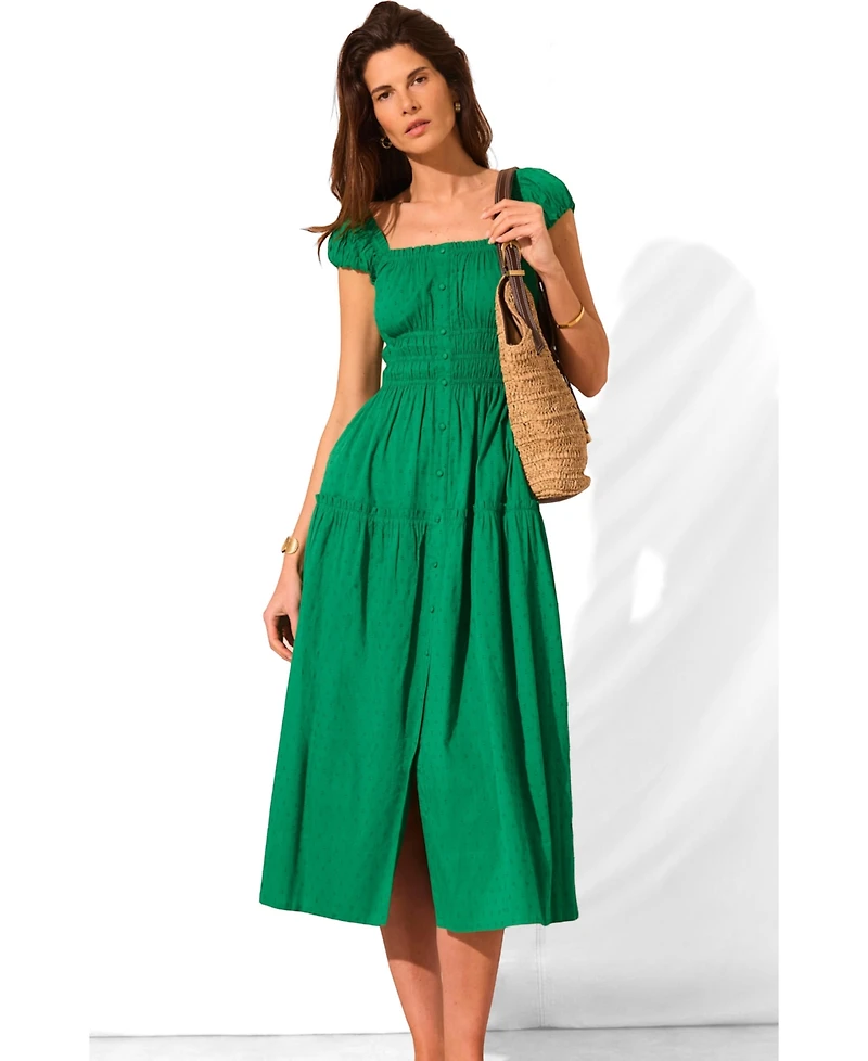 Mint Velvet Women's Cotton Scoop Neck Midi Dress