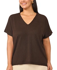 Vince Camuto Plus V-Neck Short-Sleeve Boxy Sweater