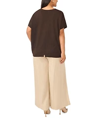 Vince Camuto Plus V-Neck Short-Sleeve Boxy Sweater