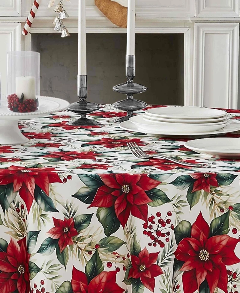 Avanti Poinsettia Round Tablecloth, 70" x 70"