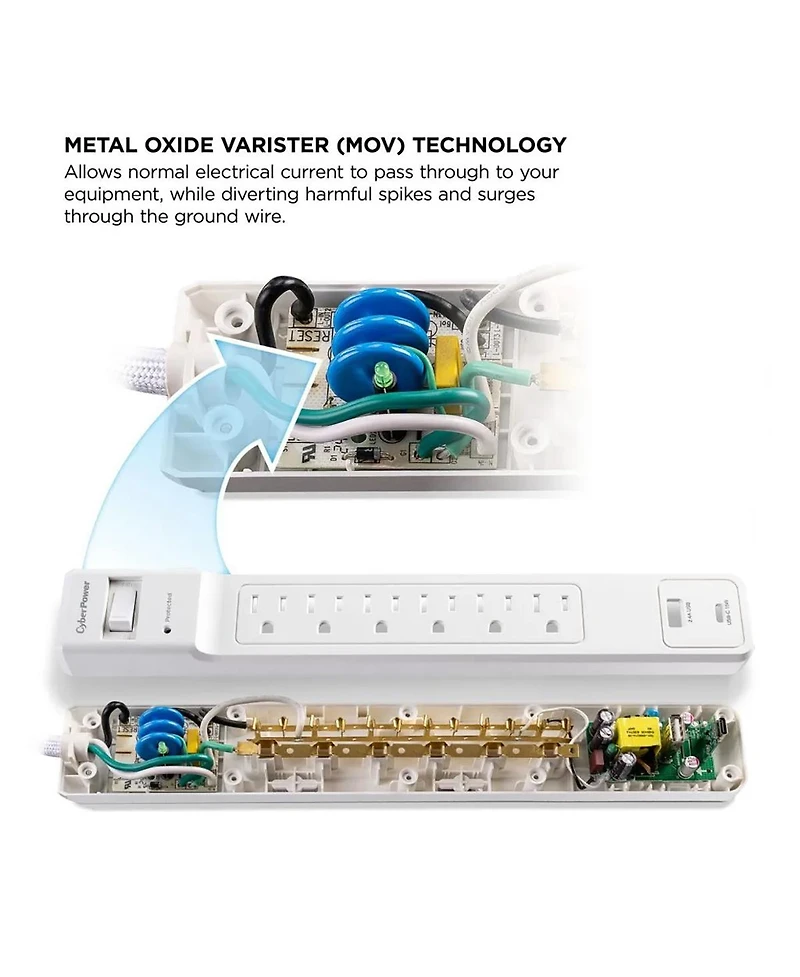 CyberPower CSB806R1 8-Outlet Surge Protector with 6' Power Cord, Compatible with Standard Wall Outlets