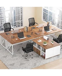 Tribesigns 63" L-Shaped Desk with Mobile File Cabinet