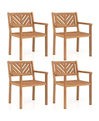 Gouun Set of 4 Solid Acacia Wood Outdoor Patio Dining Chairs with 400 Lb Capacity