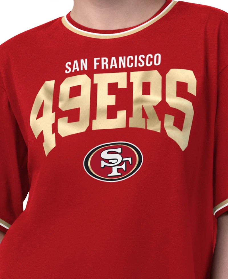 Starter Women's San Francisco 49ers Ace Cropped Short-Sleeve Screen-Print Graphics T-Shirt