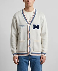 Men's and Women's Uscape Apparel Natural Michigan Wolverines Americana Striped Full-Button Cardigan