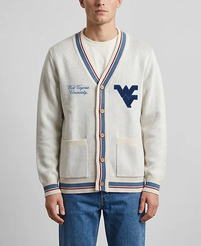 Men's and Women's Uscape Apparel Natural West Virginia Mountaineers Americana Striped Full-Button Cardigan