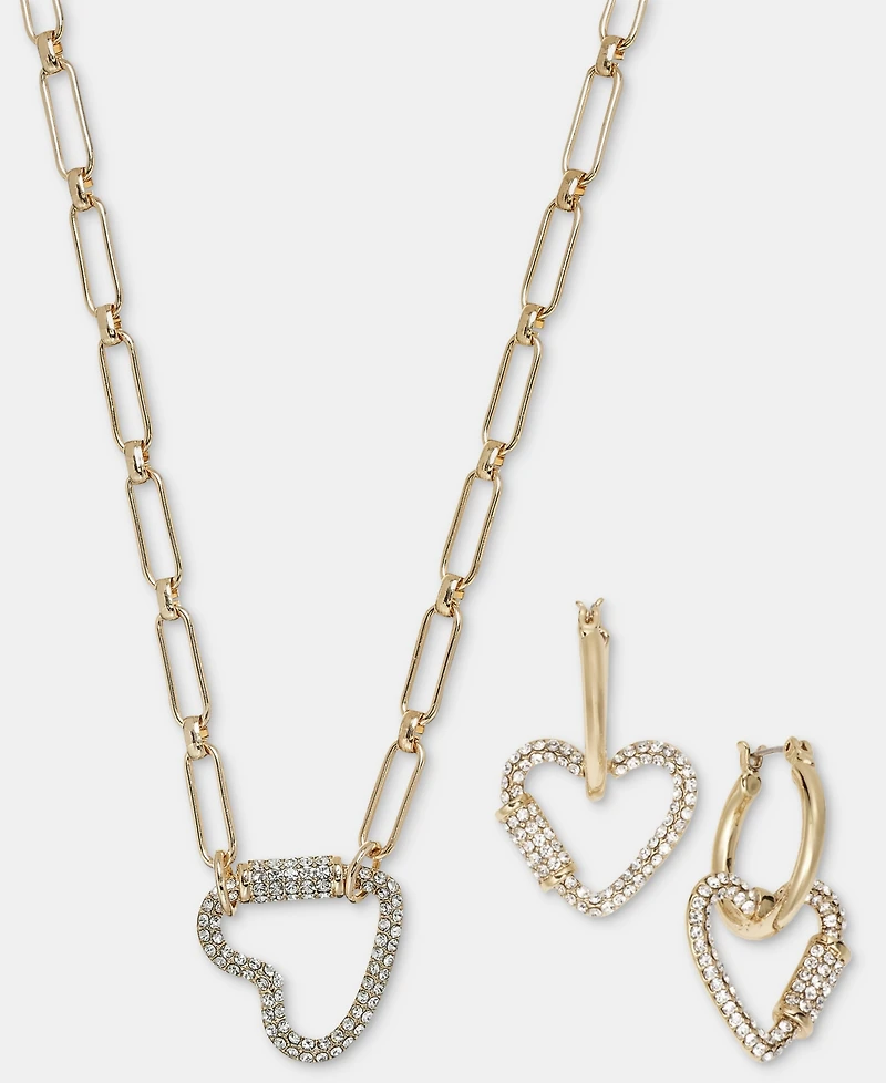 On 34th Crystal Stone Heart Pendant Necklace, 16" + 2" extender, Macy's Exclusive