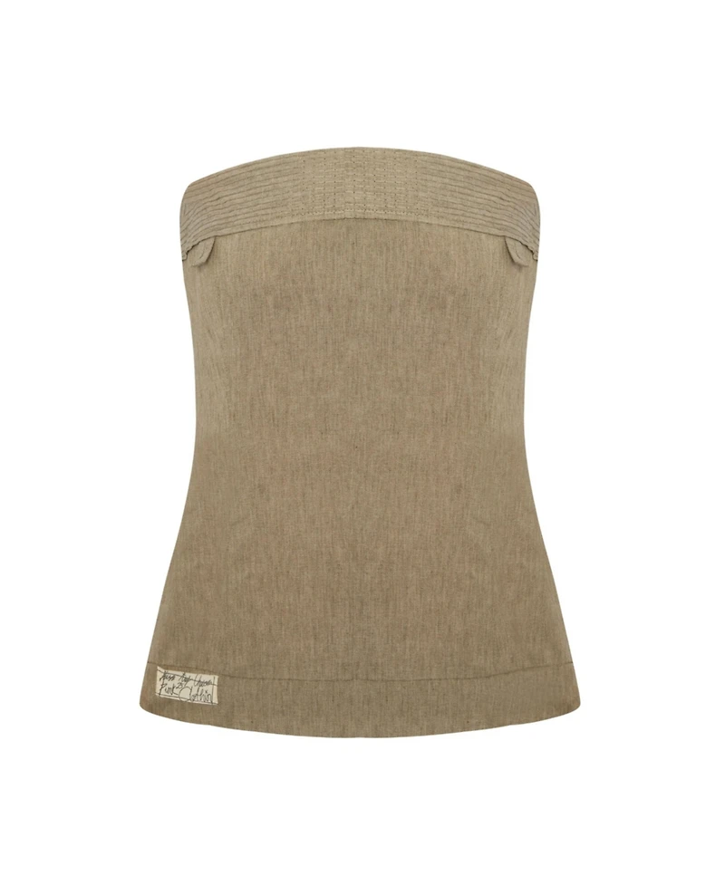 Pcfg Women's Linen-Blend Strapless Top