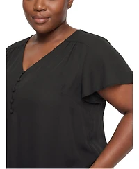 Torrid Plus Harper V-Neck Short-Flutter-Sleeves Georgette Blouse