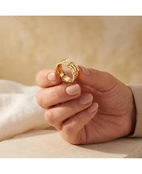 Rachel Glauber Bold 14K Gold Plated Radiant Hammered Texture Band Ring