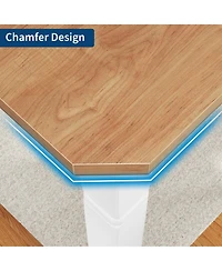 homfan Dining Table for 6-8 People, 71 Inch Rectangular Kitchen Desk with Heavy-Duty Metal Frame, Safe Chamfer Design Room Home Office